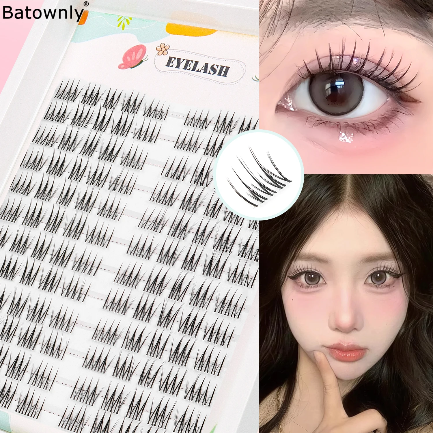 120 Clusters of Eyelashes, Natural Effect, Single Cluster Transparent Stem DIY Self-Grafting Fairy False Eyelashes, Natural Makeup Look, Eyelash Length 3-12mm, Transparent Stem, Cute and Dynamic, Suitable for Daily Use