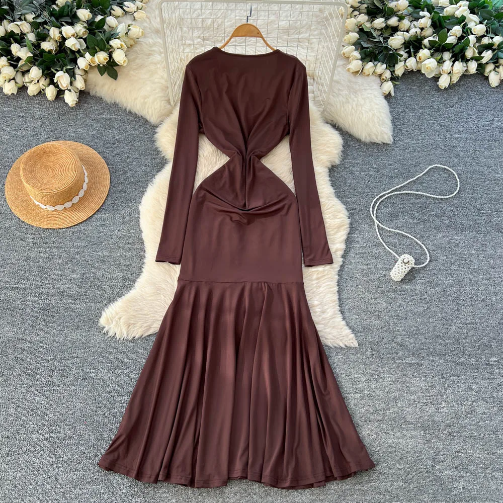 Vintage à volants à manches longues mince élégant fée mode coréenne Boho robe d'été femmes vêtements robe longue