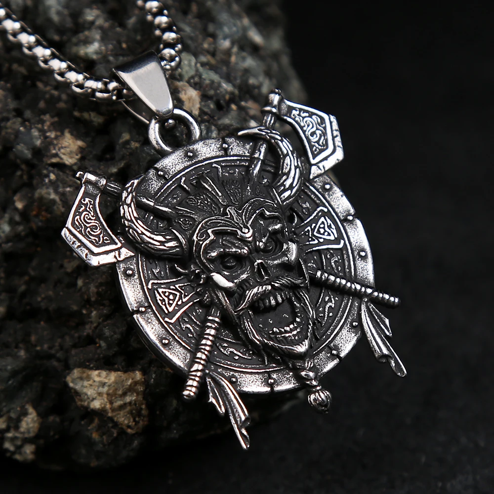 

Vintage Viking Axe Pendant Stainless Steel Celtic Knot Necklace For Men Cross Skull Warrior Amulet Jewelry Gifts Dropshipping