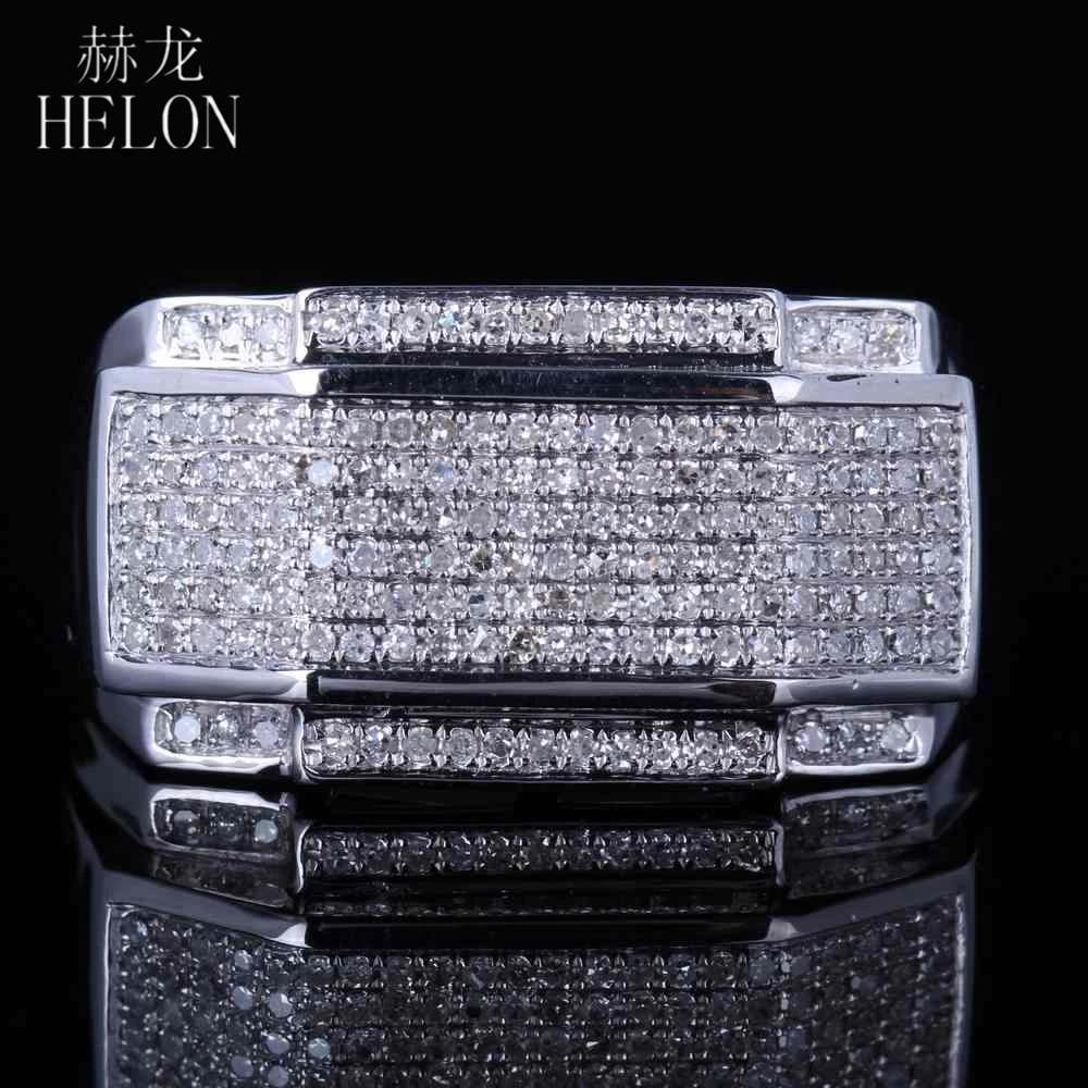 

HELON Genuine Moissanite 925 Sterling Silver Men Ring VVS D Color Moissanite Diamonds Engagement Estate Band Ring Men Jewelry