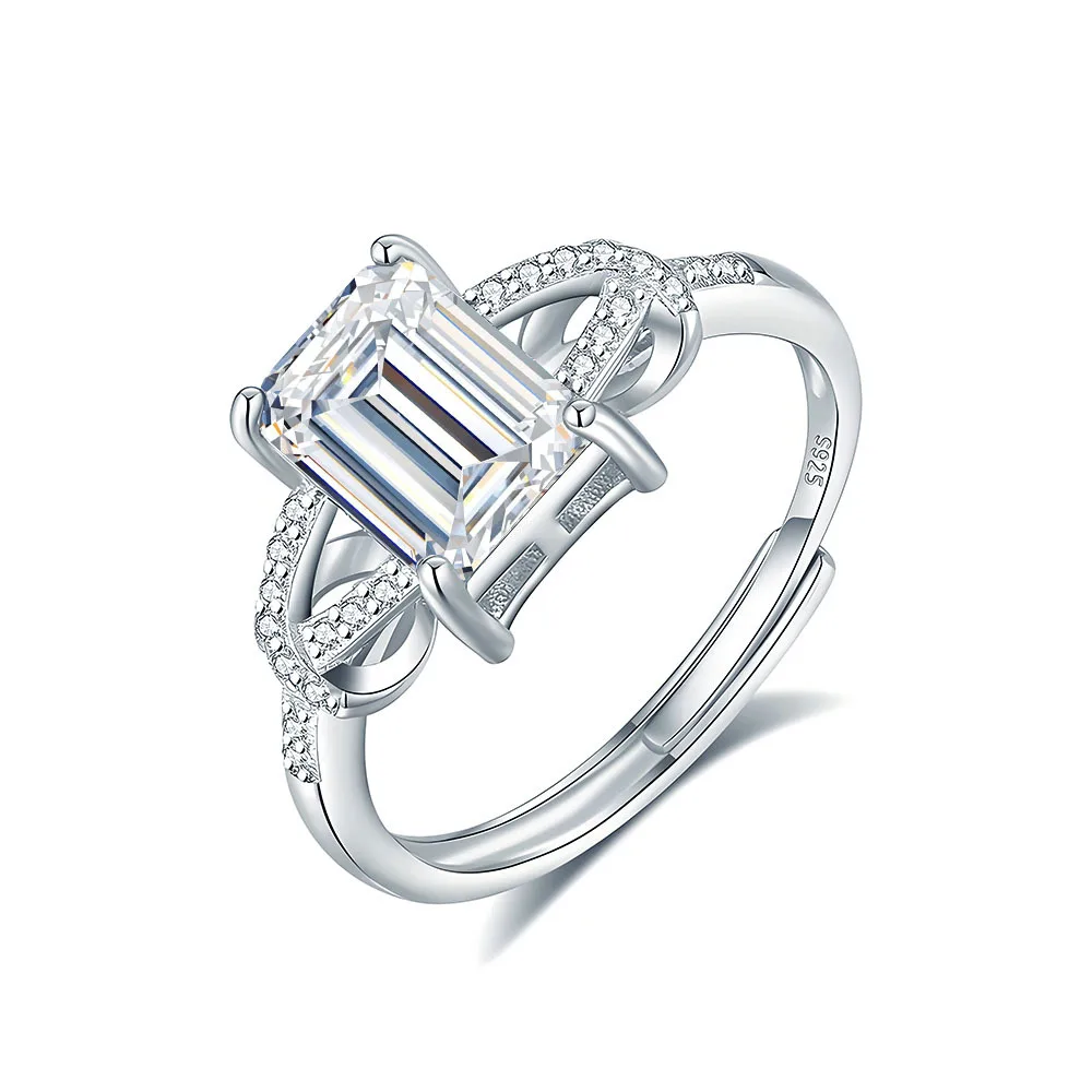 

Кольцо из стерлингового серебра S925 с квадратным цирконием 6x8 мм, уникальный дизайн, высококачественные модные универсальные женские украшения, изысканные ювелирные изделия