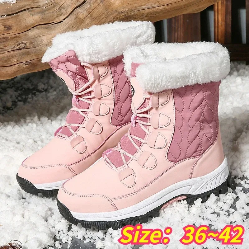 Winter cycling warm women motorcycle boots plush outdoor women snow boots large anti slip and cold resistant cotton shoes