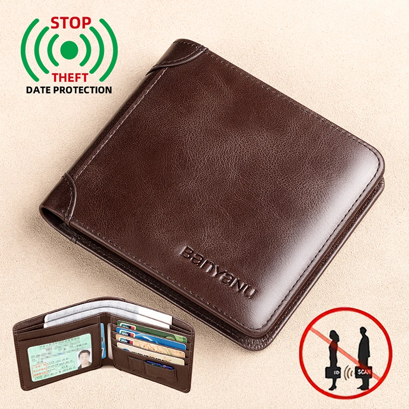 Men's Vintage Top Grain Cowhide Wallet Horizontal Ultra Thin Genuine Leather Purse New Driving License Card Holder Cash Clutch