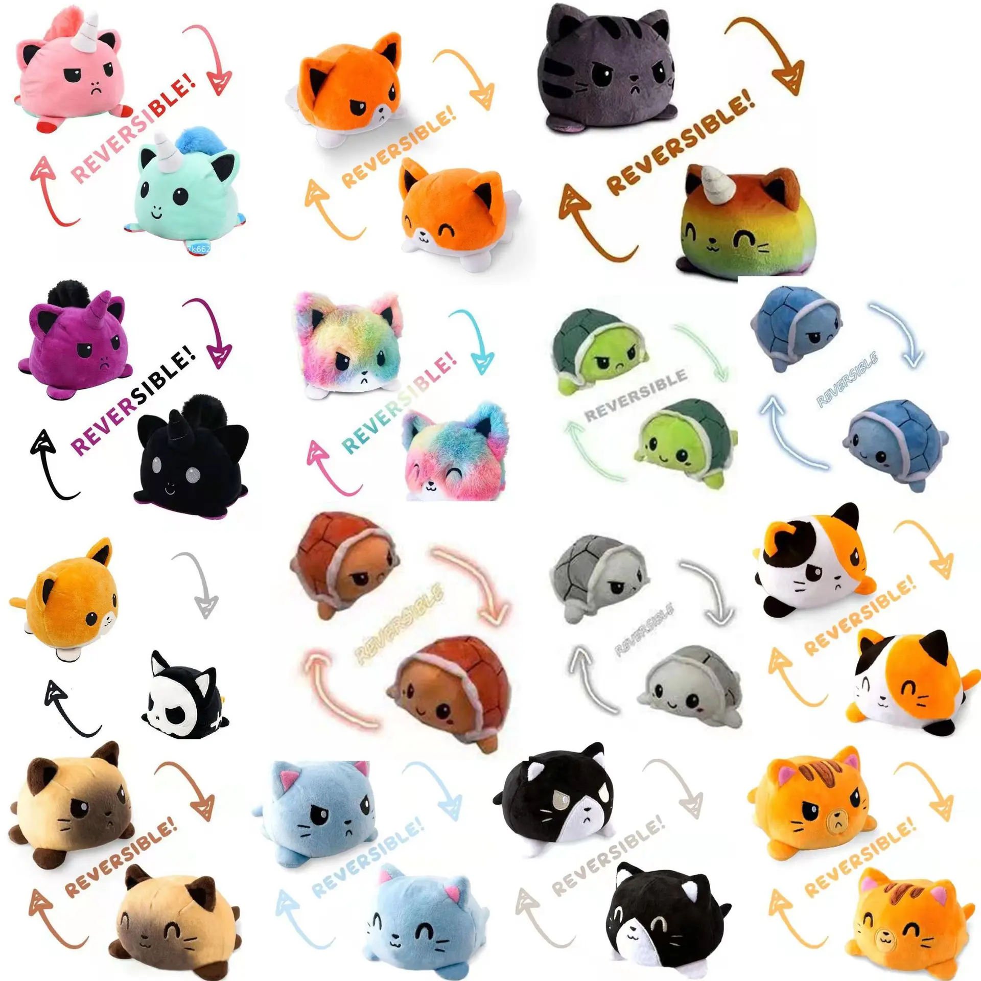

Cute flipping animal turtle cat unicorn plush doll toy interesting reversible plush doll children's holiday gift Toys