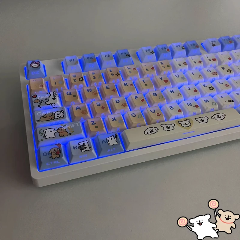 

Line-drawn puppy PBT cute unique mechanical keyboard keycaps MDA four-sided transparency original side engraving fans gift