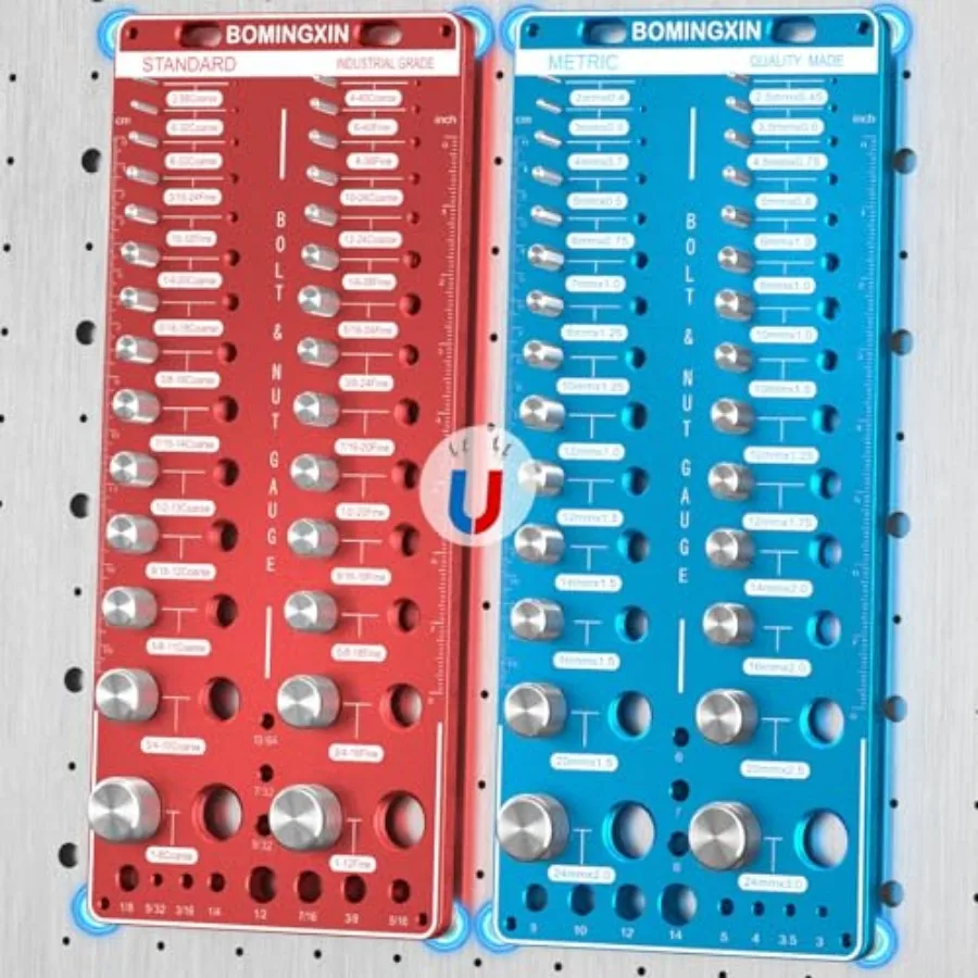 

Upgrade Thread Checker, 78 Nut and Bolt Thread Checker with Magnetic Base, 28 Standard and 28 Metric and 22 Drill Bit Gauge, Wa