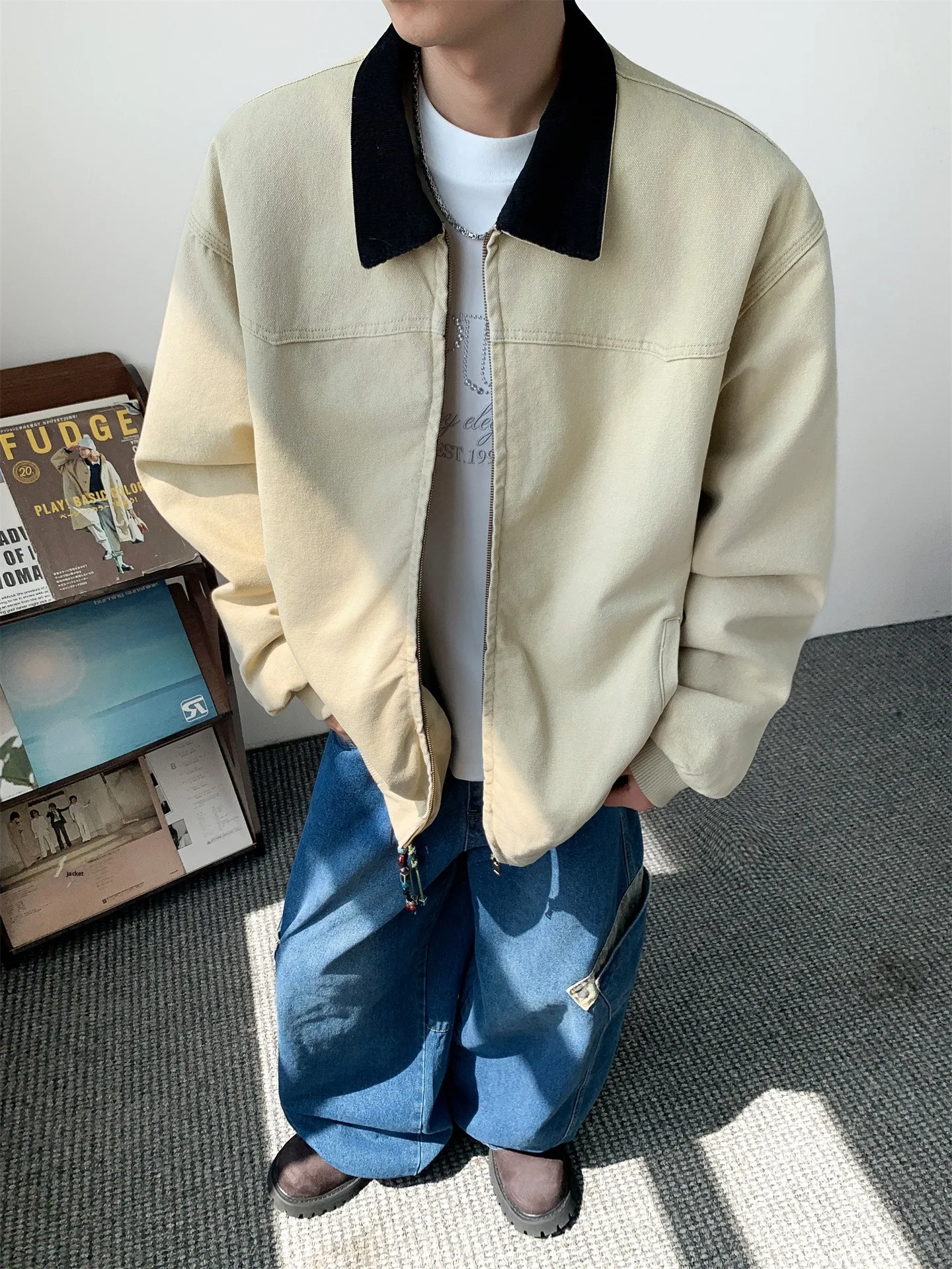 

Мужская винтажная куртка Detroit Workwear в американском стиле, с цветными вставками, свободного кроя, для весеннего сезона