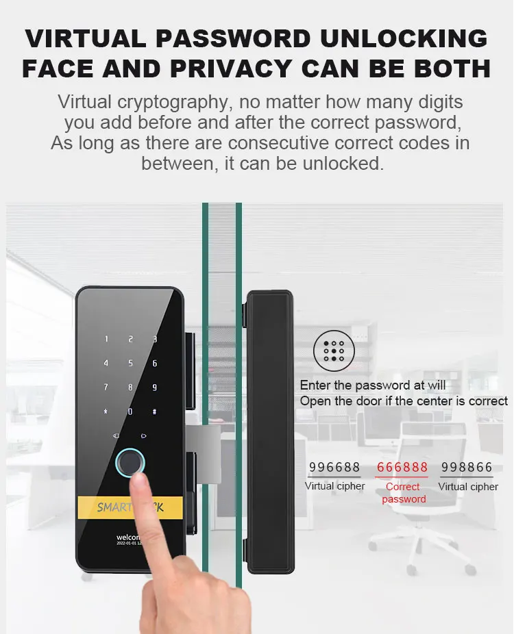 Imagem -05 - Fingerprint Smart Door Lock com Chave de Senha Tuya App Desbloqueio de Controle Remoto Smart Glass Home Security ic Card