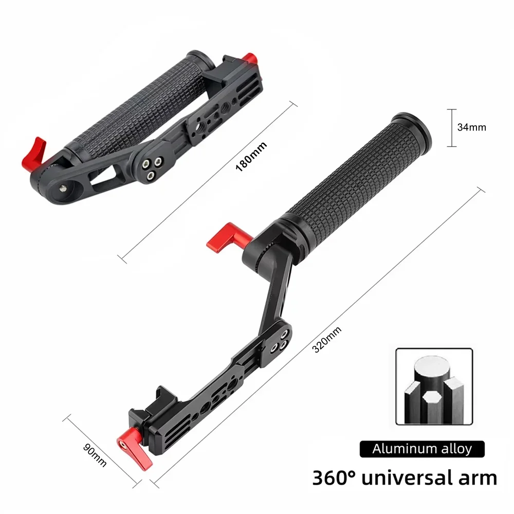 Lightweight Adjustable Aluminiu Handle Sling Handgrip for DJI RS4, RS4 PRO, Ronin RS3 Mini, RS3 Stabilizer with Clamp &1/4''Hole