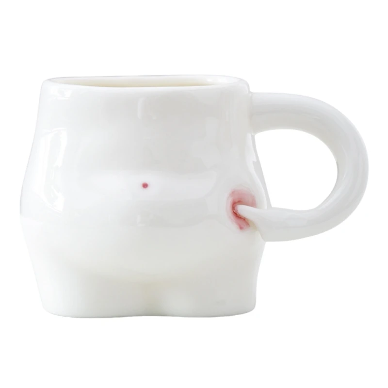 

Porcelain Squeeze Belly Mug for Coffee Drinkers Water Cup Drinkware with Handle D08D