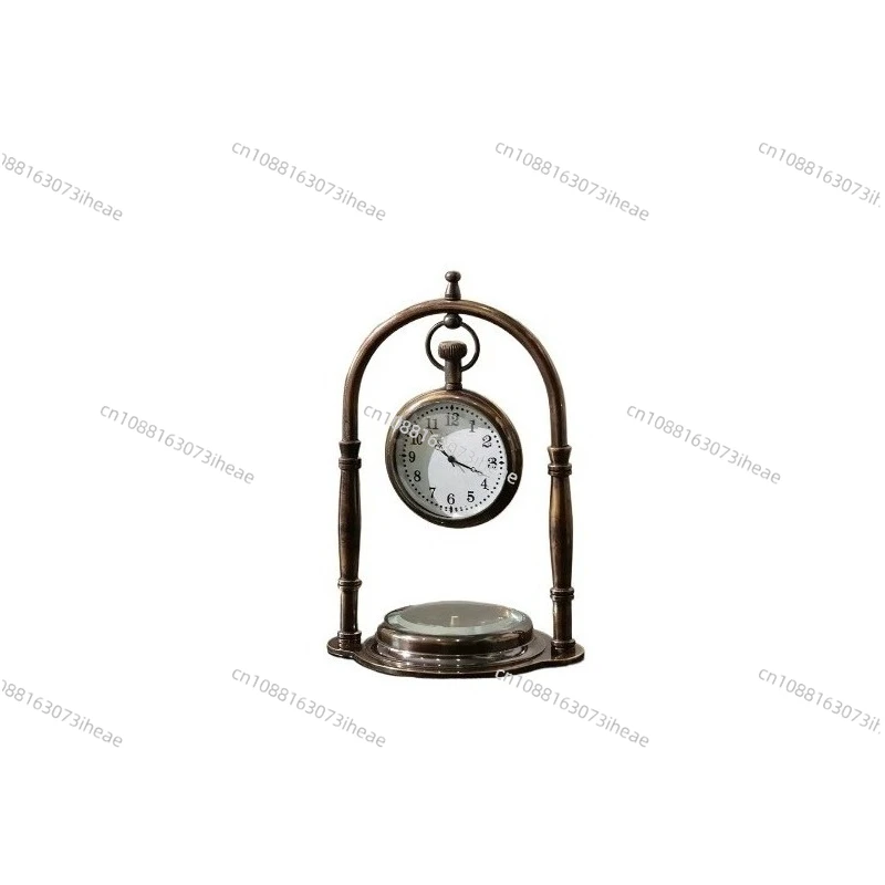 Living room desk imported brass mediaeval compass holder clock table clock decoration desktop porch ornaments