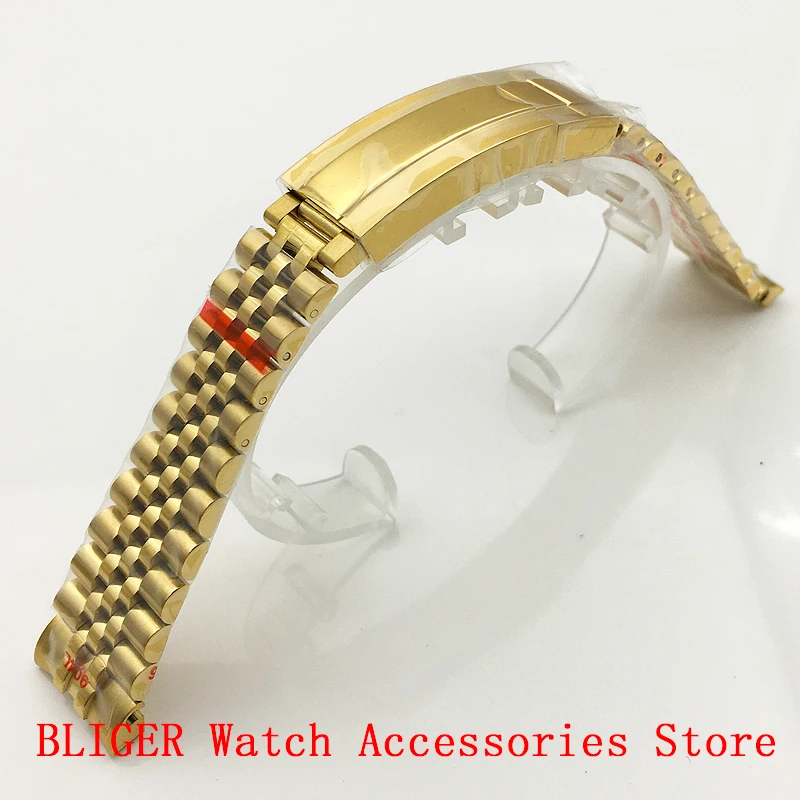 

Bliger 20mm Gold Bracelet 316L Stainless Steel Band Folding Buckle Fit 36/39/40mm Watch Case