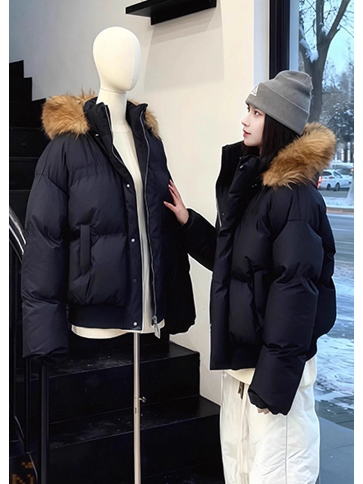 

Зимняя утепленная куртка унисекс с отстегивающимся меховым воротником, капюшоном, водонепроницаемая, толстая, для активного отдыха