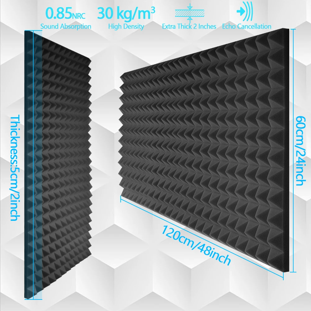 Paneles acústicos de espuma ignífuga que absorben el sonido: paneles grandes en forma de pirámide (1/2/3/4 piezas) renovación del hogar reductora de ruido