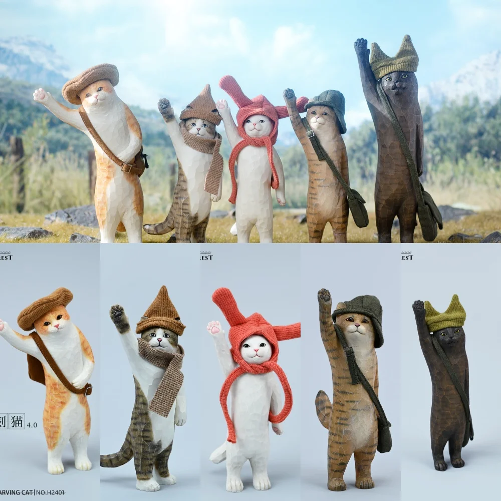 

JXK Headcrest 1/6 Woodcut Cat Series Small Cat Peripheral Handheld Healing AccessoriesFigurines Ornaments Gifts Animal Model ﻿