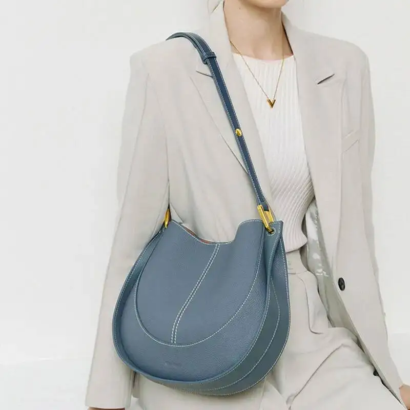 Bolso de hombro de diseñador de gran capacidad para mujer, bolsos de piel de vaca de calidad, bolsos cruzados para sillín