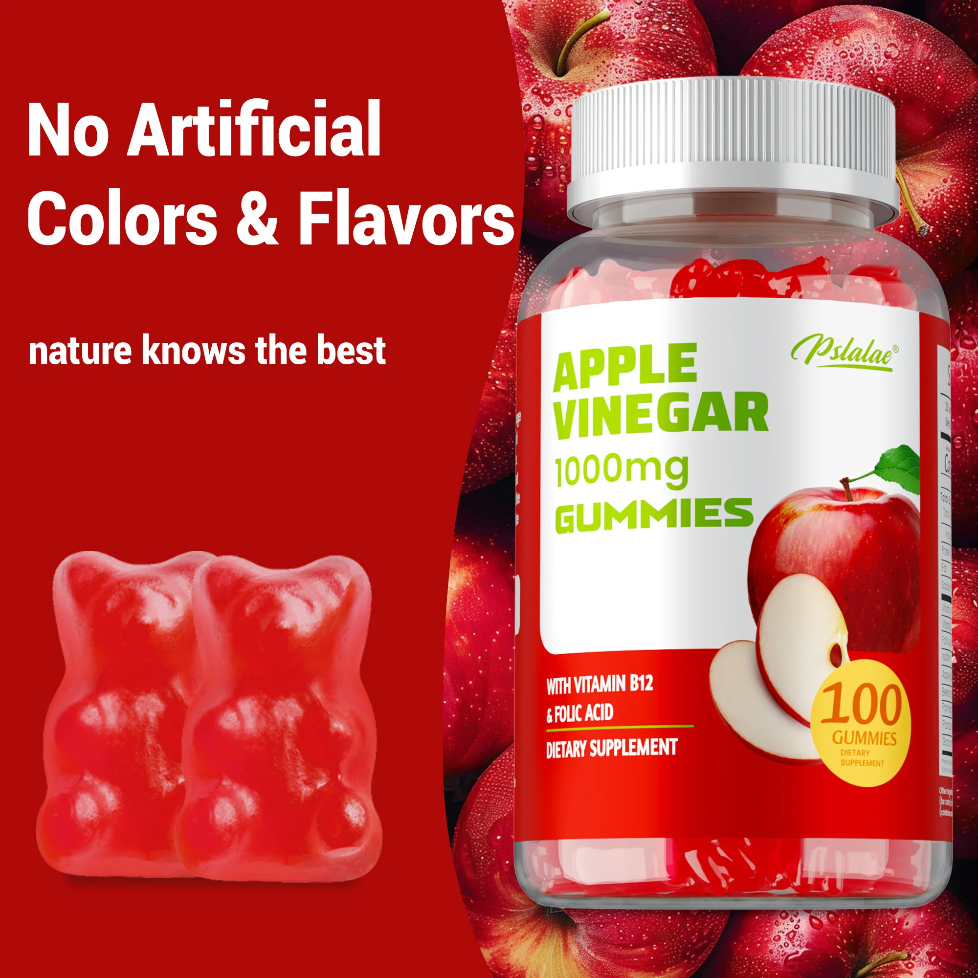 Apple Cider Vinegar 1000mg Gummies - Naturally Cleansing, Boost Energy, Support Digestive Function and Immune Health