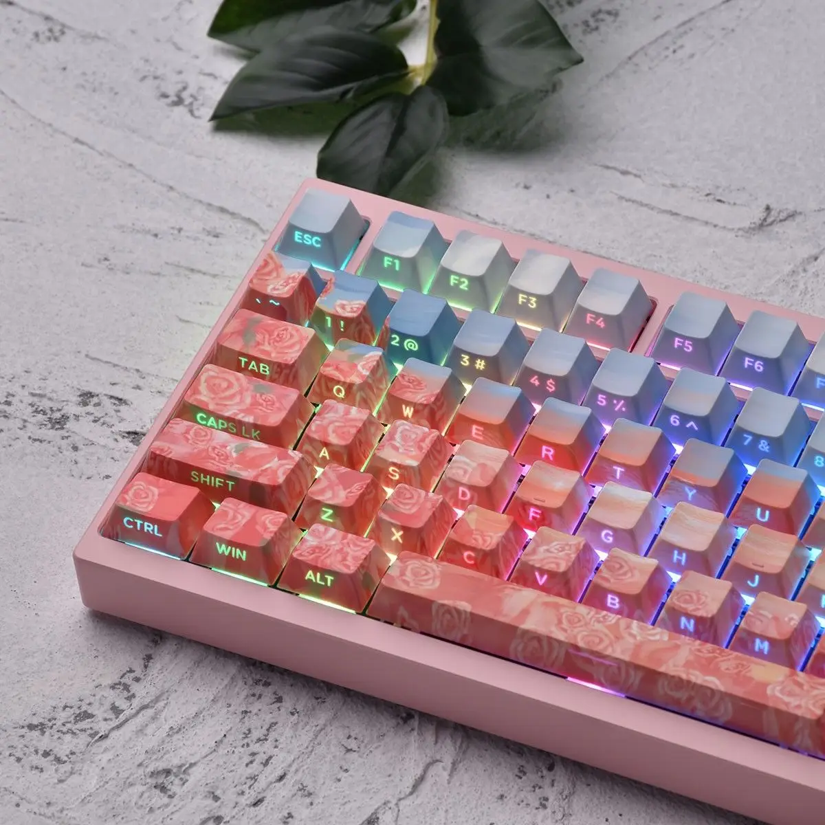 

Sunset Rose Custom Side Engraved Keycaps Full Set of PBT Personality