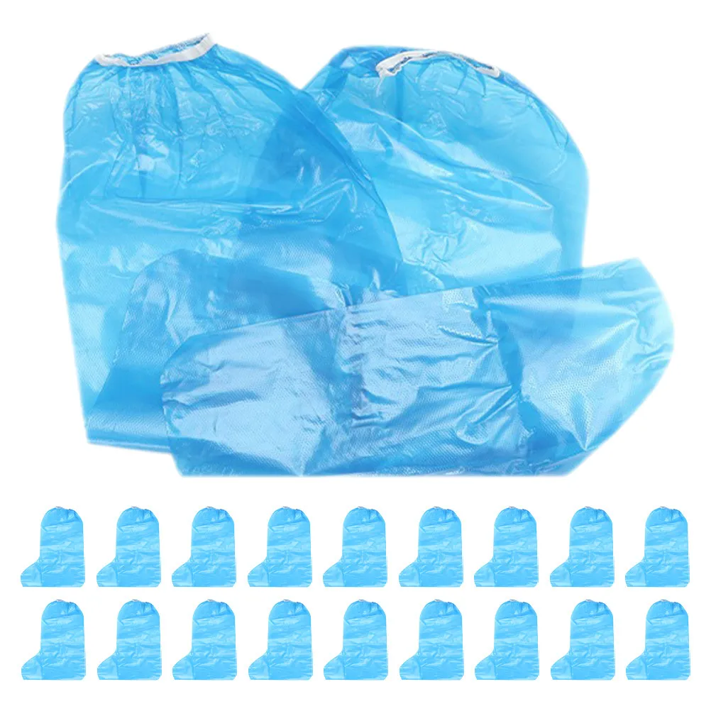 20Pcs Thickened Waterproof Rain Shoe Covers Long Tube Drawstring Closure Lightweight Portable for Women Men Gardening Farm Work