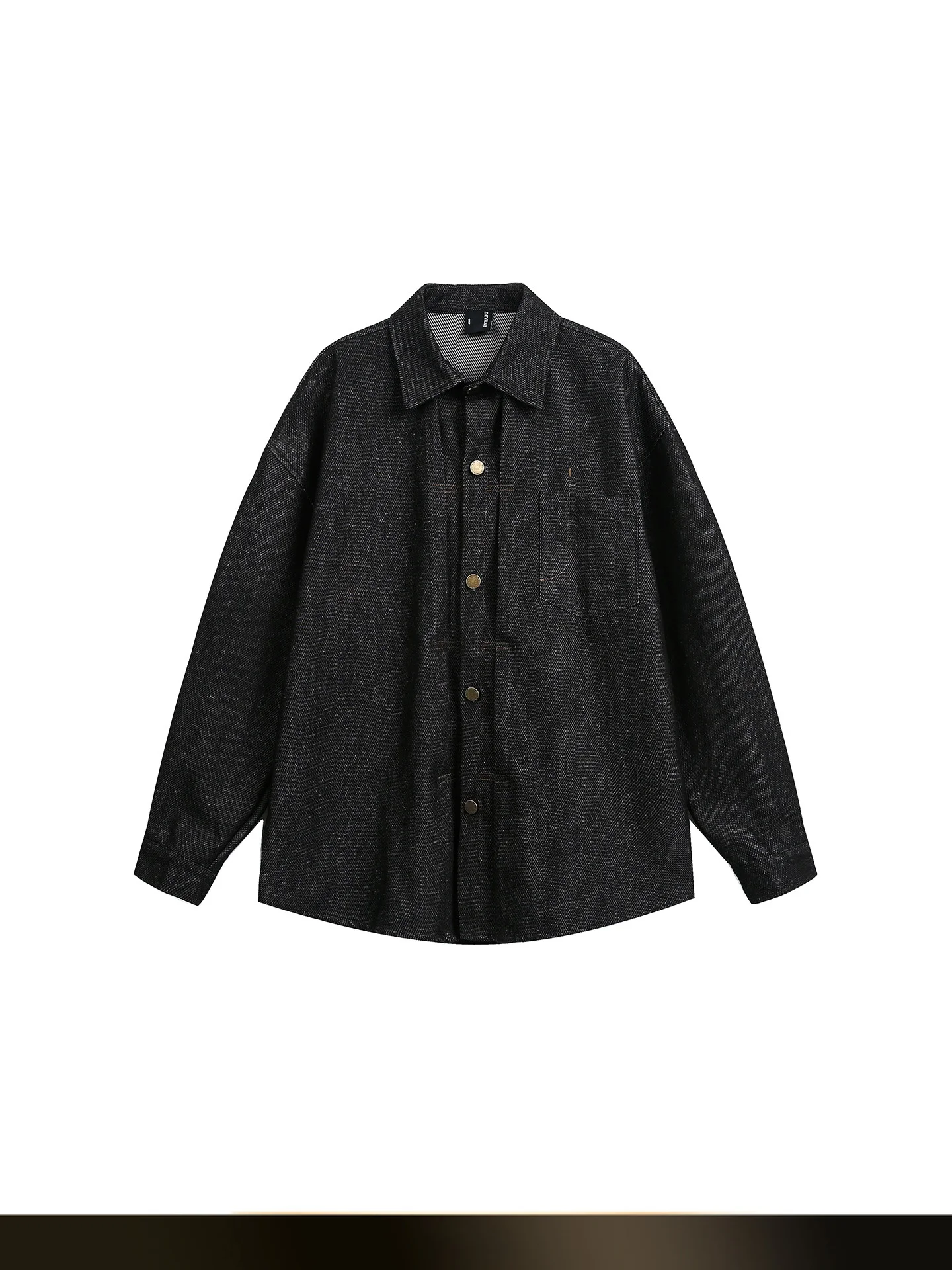 

Retro Waed Original Color Men's Denim irt Autumn Streetwear Versatile Couple's Sle Workwear irt Loose Fit Cotton Poly...