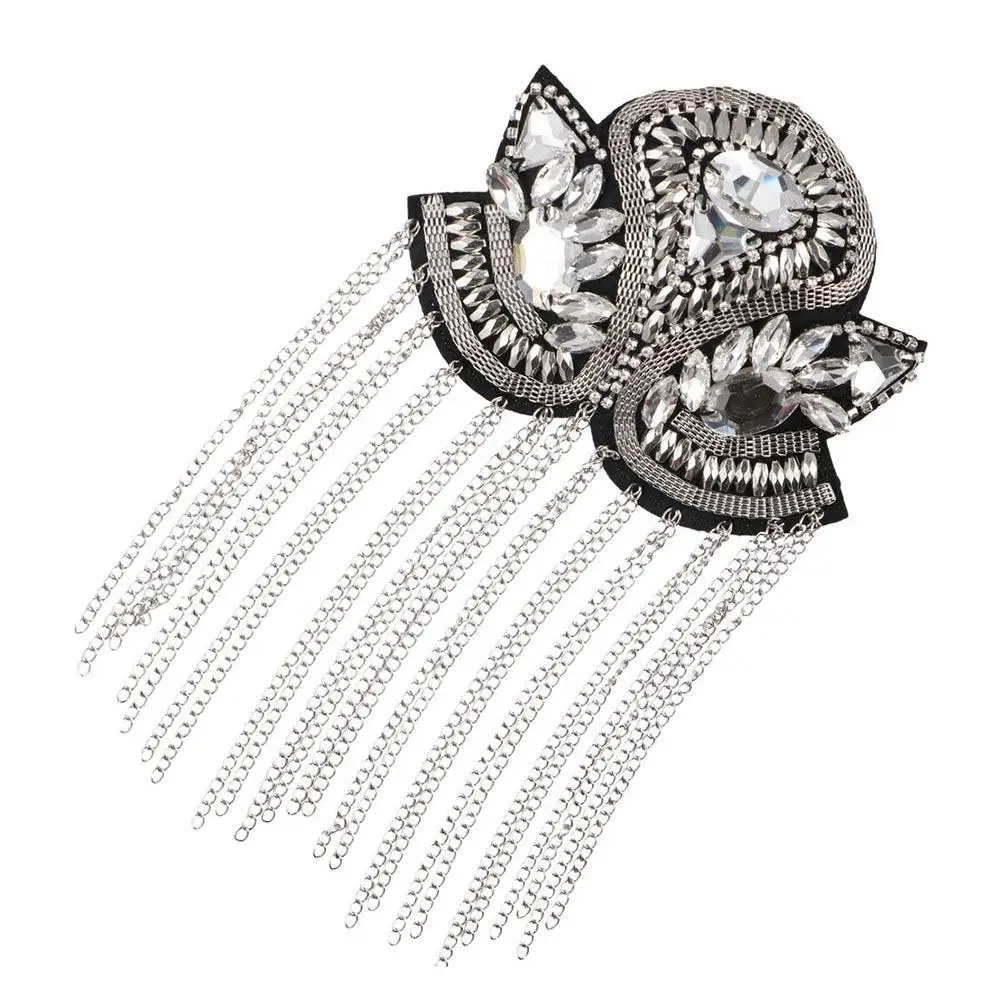 Exquisite Epaulets Shoulder Board Brooch Punk Fringe Shoulder Mark Badge Rhinestone Shoulder Flash Girl