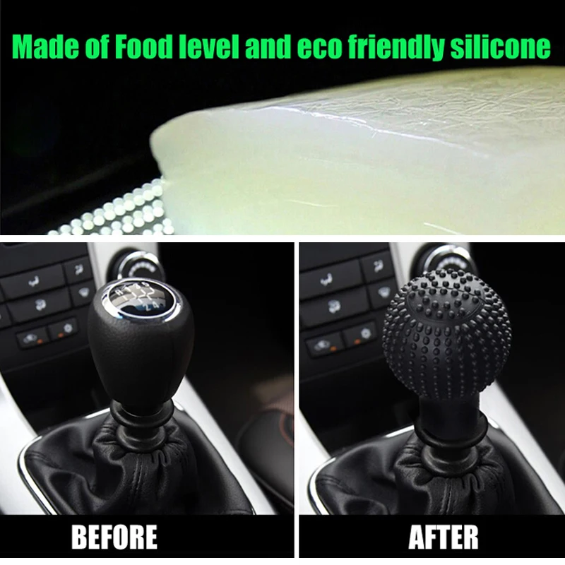 2Pcs Car Auto Round Shaped Silicone Gear Shift Knob Cover Manual Automatic Nonslip Lever Knobs Case Hand Brake Handle Protector