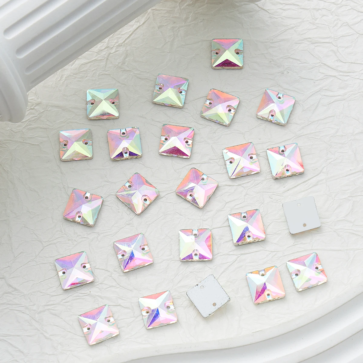 8,10,12,14,16,22mm AB Color Square gems Sew on Rhinestones Glass Crystal Flatback sew-on stone Beads Dress Craft Supplies