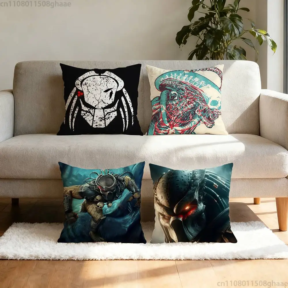Cool The P-Predator Pillow Case Square Double-Sided Printing Short Plush Sofa Cushion Cover Bedroom Bedside Pillow