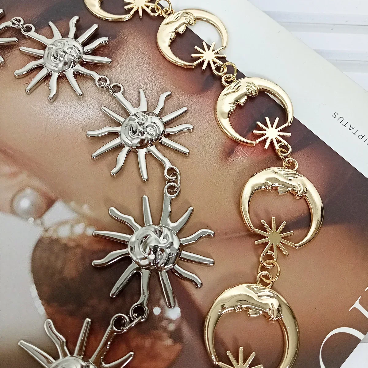 2026 Punk Hip Hop Style All-match Waist chain sun Vintage Metal Womans Belt For Dress Moon High Waist Chain Belt for Women