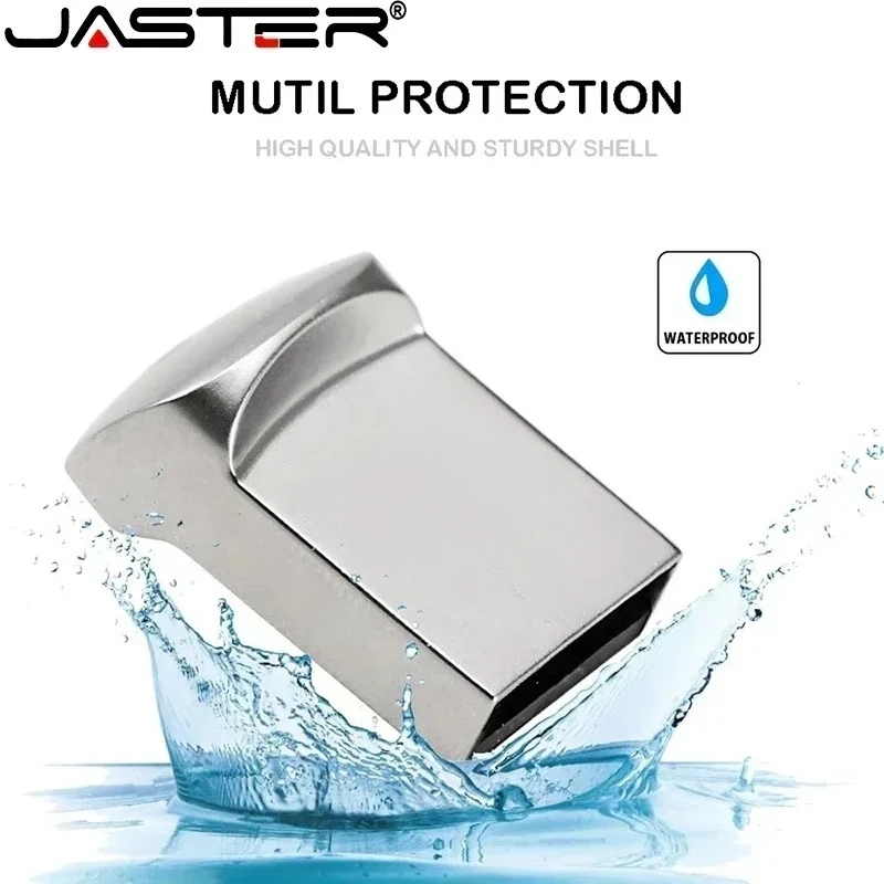 Mini clés USB métalliques argentées, cadeaux, clés USB, périphériques de stockage étanches, capacité réelle 32 Go 64 Go, disque U 16 Go