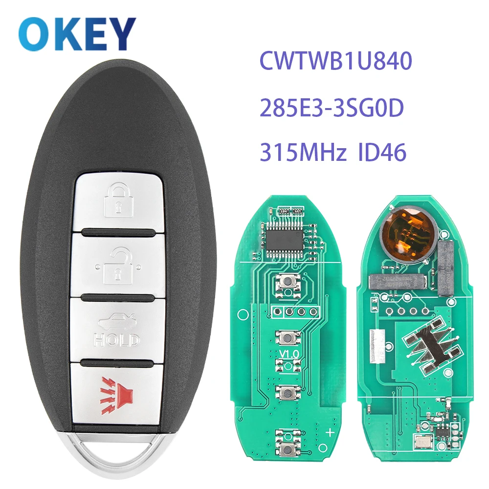 

Дистанционный ключ Okey, чип ID46 315 МГц для Nissan Sentra Versa Leaf 2013 2014 2015 2016 2017 2018 2019 CWTWB1U840