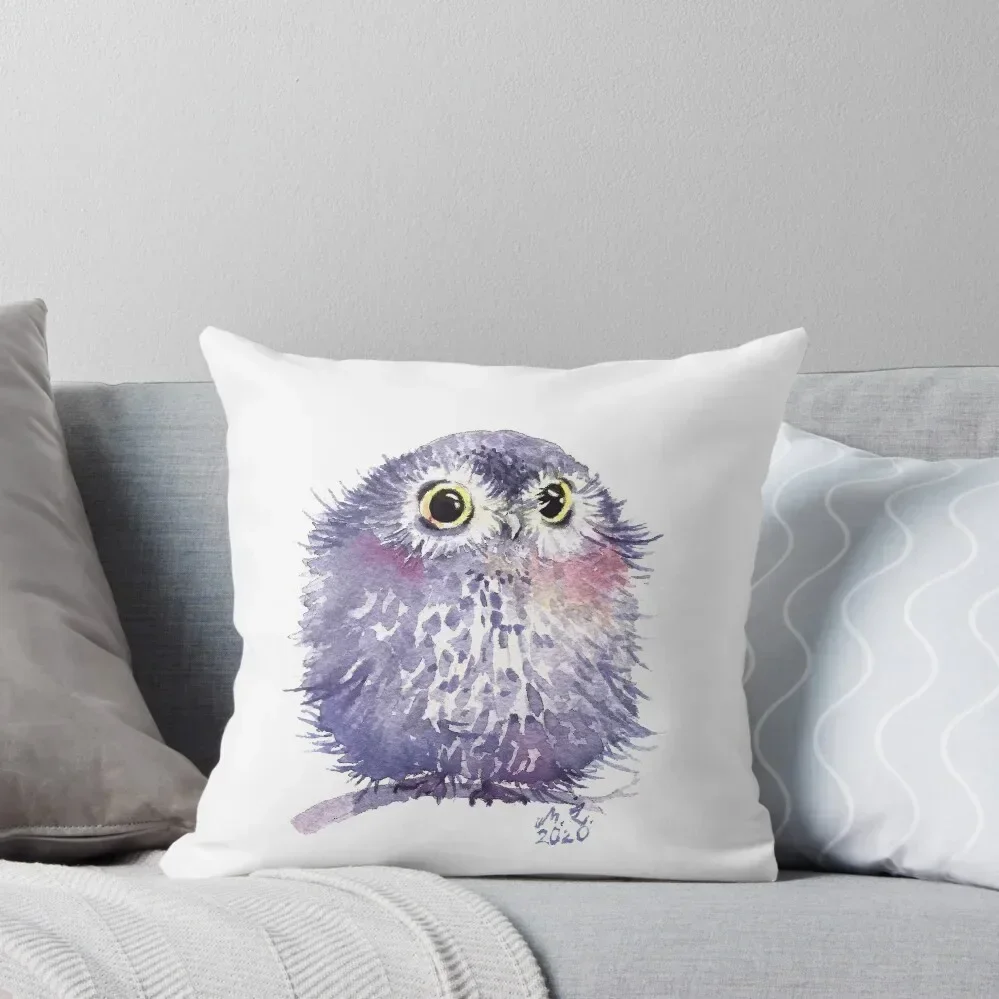 

Cute watercolor violet owl Throw Pillow Marble Cushion Cover Couch Pillows pillow