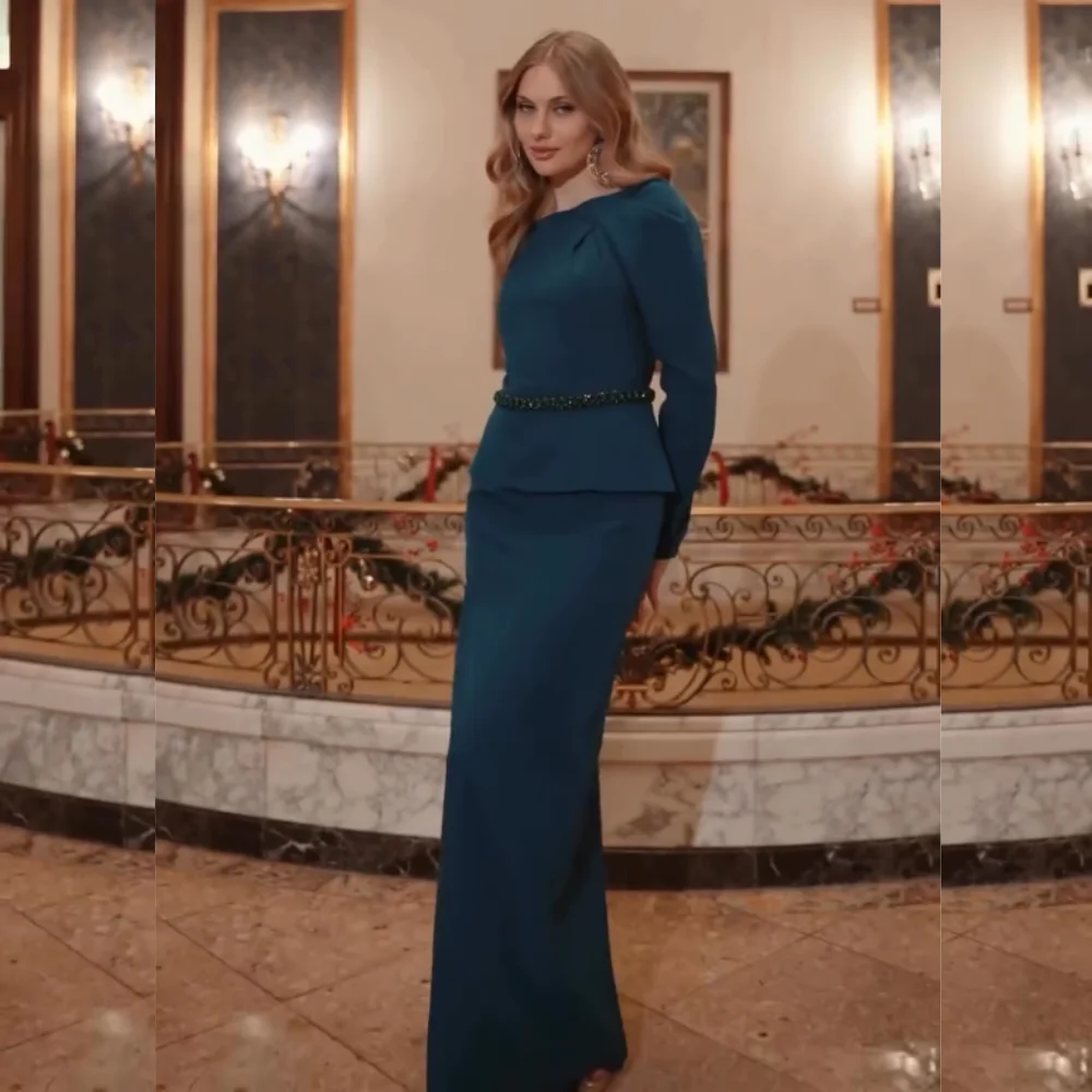 

Customized High Quality Evening Dresses Elegant Party Gown Jersey Bespoke Occasion Classic Retro O-Neck Long Dress Glitter