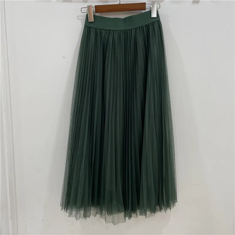 Cintura alta a linha saia primavera verão nova sle cor pura fibra de poliéster saia longa commute coreano sle f corpo saia