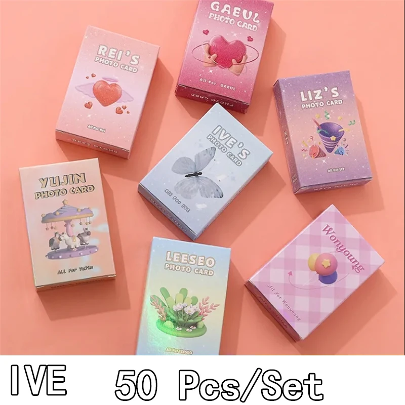 55pcs/set KPOP IVE LOVE DIVE ELEVEN Lomo Cards Photocards Album LIZ Girls Group Eleven Glitter Cards Gift Postcards Photo Card