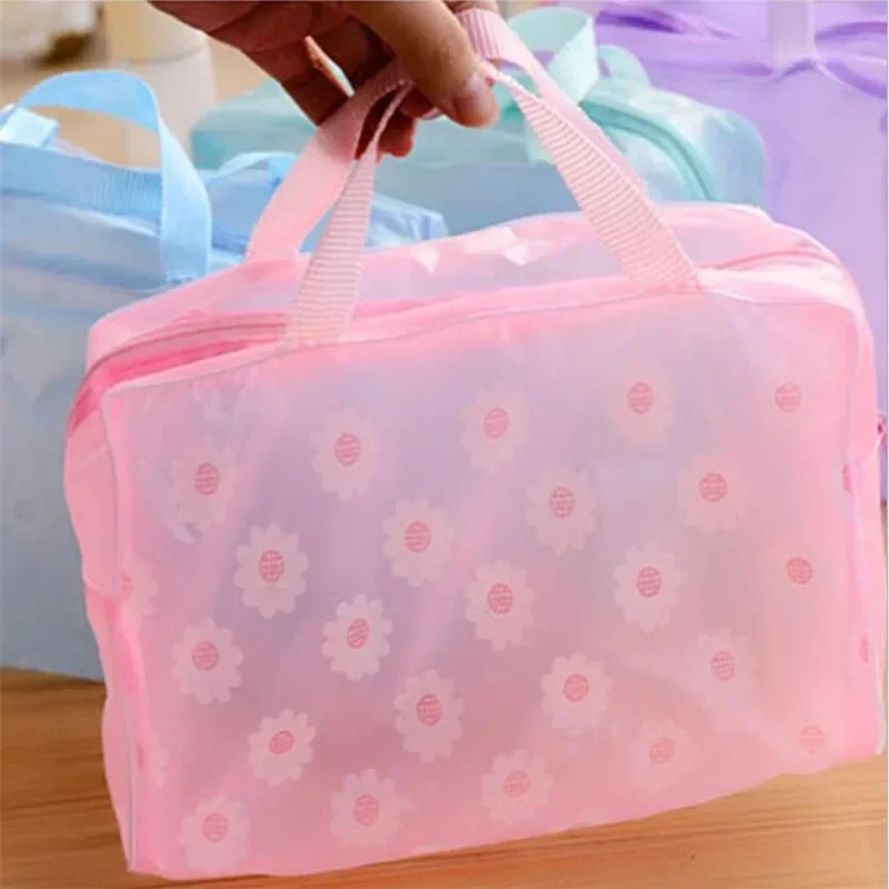 5 Color Waterproof PVC Cosmetic Storage Bag Women Transparent Organizer for Makeup Pouch Compression Travelling Bath Bags