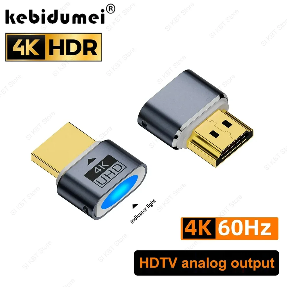 HDMI-совместимая заглушка 4K HDR Виртуальный монитор Эмулятор EDID Беголовий адаптер дисплея Ghost Поддержка до 4k при 60 Гц 1080 при 120 Гц