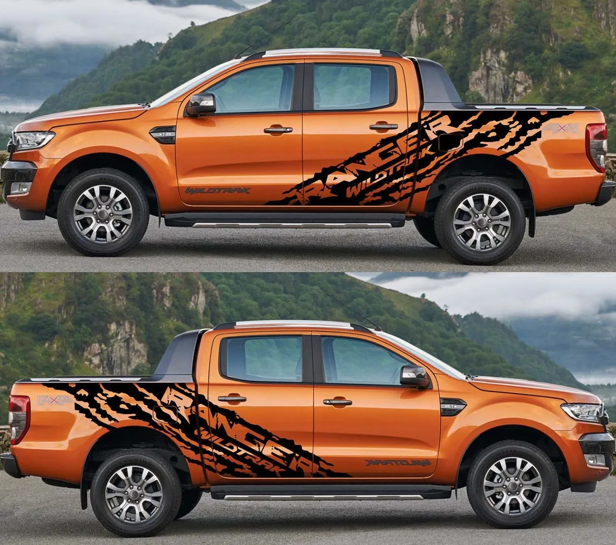 

Car Stickers Vinyl Decals Stickers Side bed bands 4x4 graphic For Ford Ranger Raptor Isuzu Dmax Nissan NAVARA Accessories