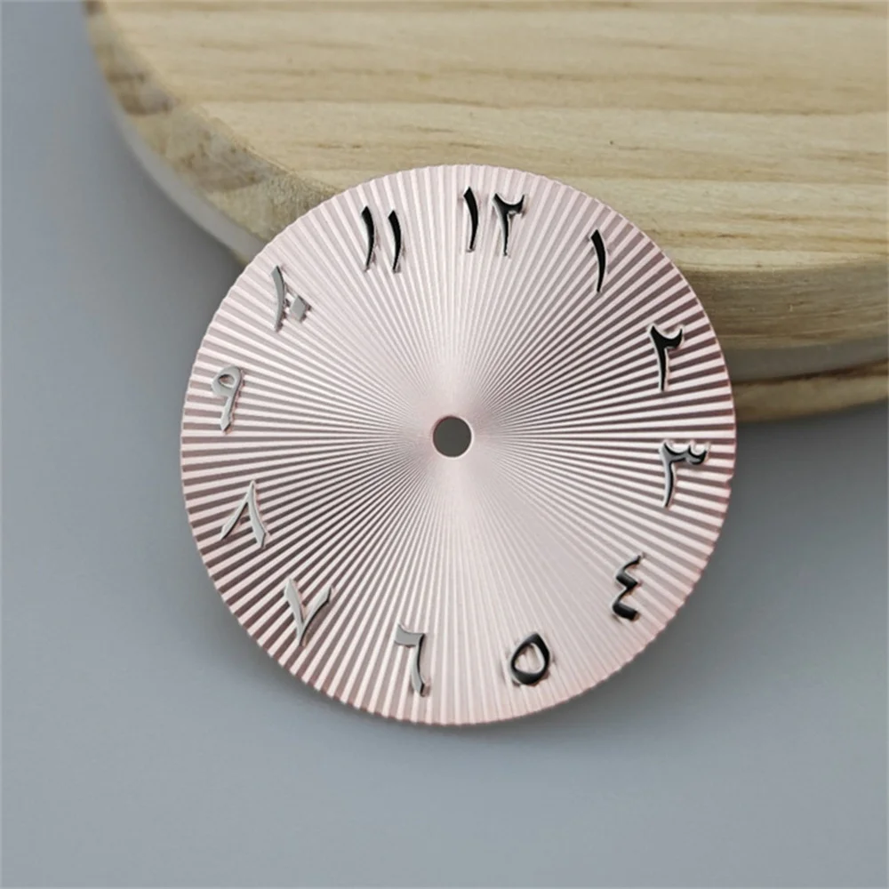 28.5MM Pink Watch Dial for NH35 NH36 Movement Arabic Numerals Mechanical Watches DIY Part Replacement Watch Face