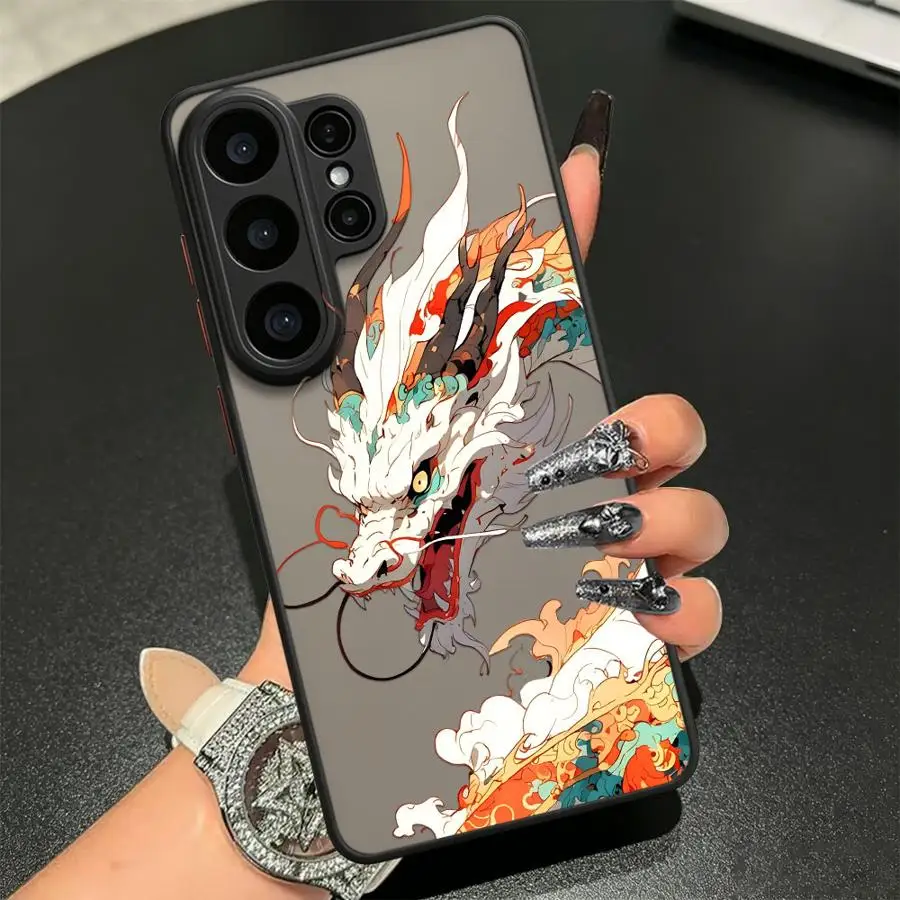 Case for Samsung Galaxy S26 S21 S23 FE S25 Ultra S24 Plus Note 20 Ultra 10+ S22 S20 FE Funda Back Phone Cover Cartoon Dragon