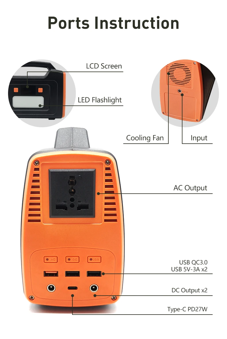 Portable 200W Power Station With Lithium-Ion Batteries 200-Watt Solar Generator For Camping And Traveling Flashlight Included