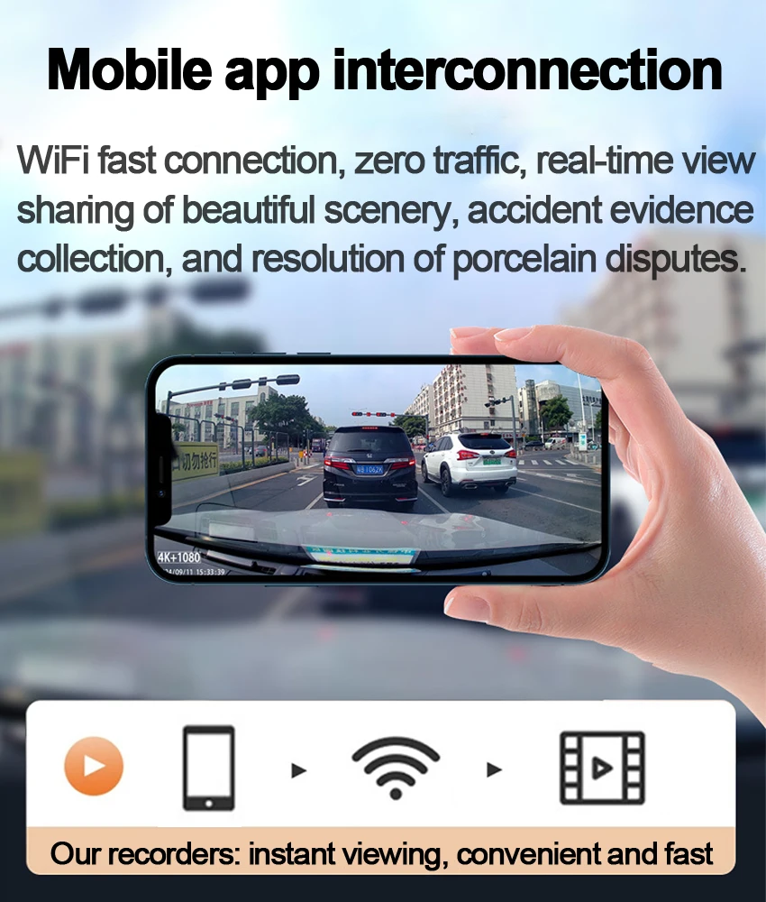 4K UHD Night Vision Car DVR Wifi Dash Cam Camera Video Recorder Easy Installation for Volvo S90 V90 XC60 2018 2019 2020 2021 - view 6