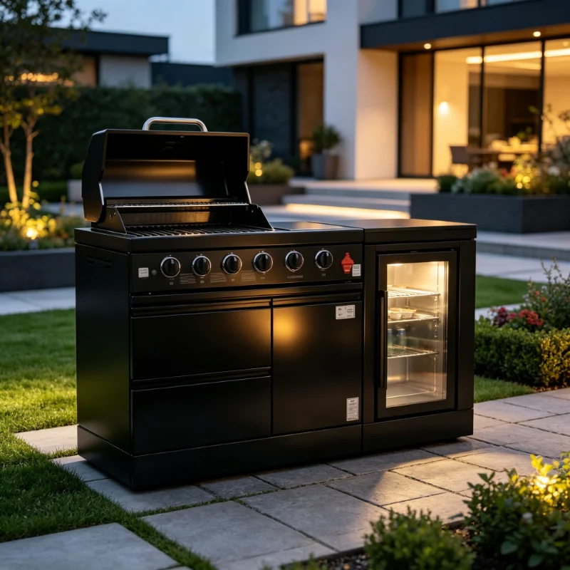 Commercial Kitchen Projects - Maßgefertigte Schwarze Modulare BBQ-Kücheninsel 304 Edelstahl
