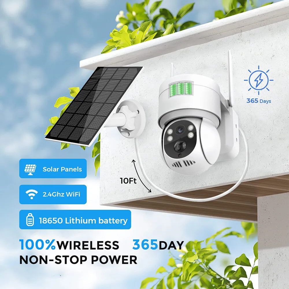 Icsee 4MP Wifi Security Camera with Solar Charge Auto Tracking Smart Home Alarm Monitor Waterproof Night Vision Cctv IP Camera