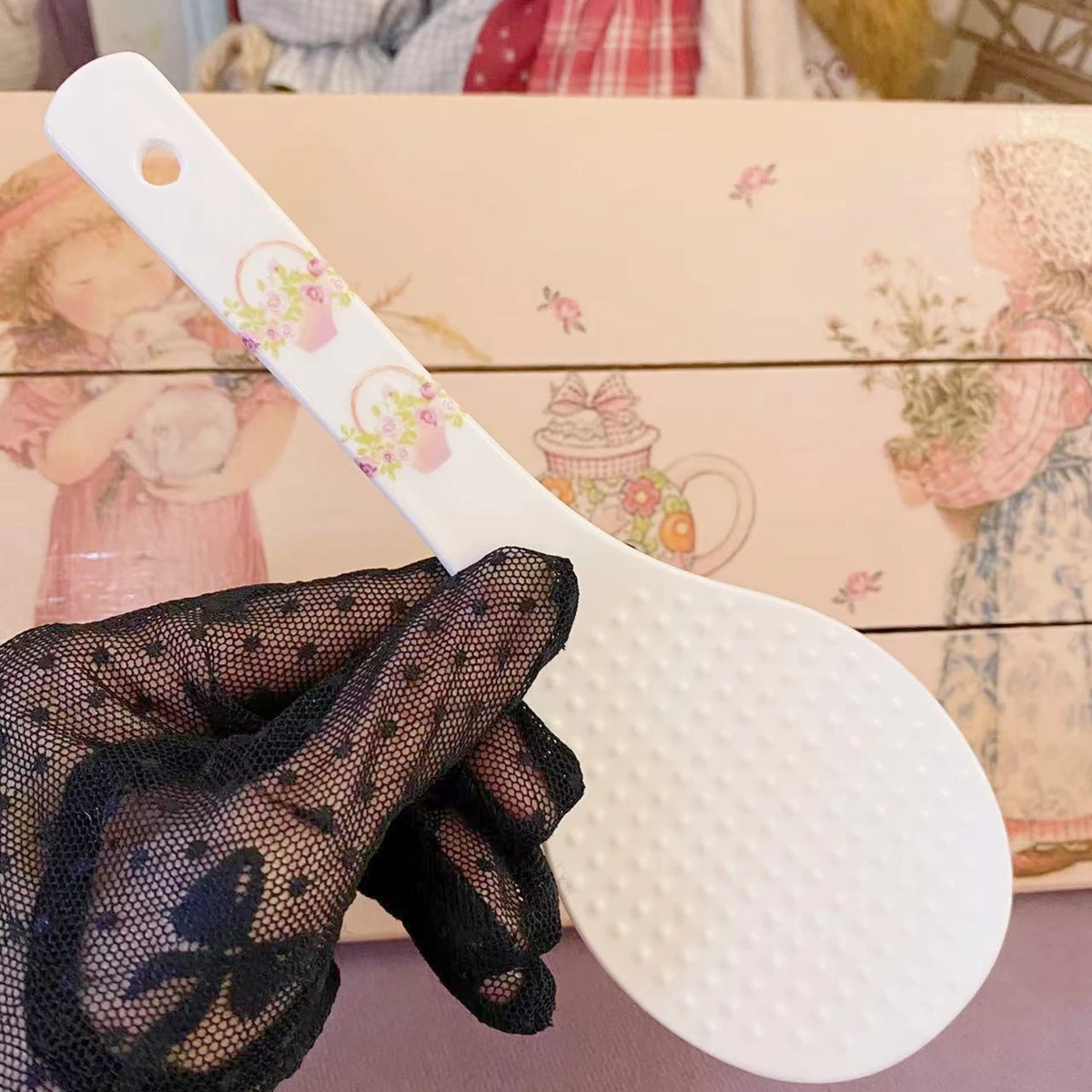 Cute Ceramic Flower Soup Spoon Kawaii Korean  Hand Painted Dessert Spoon With Long Handle Kitchen Tableware Accessories