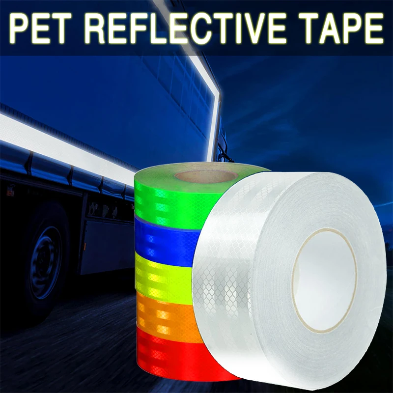 5cm*3/5/9M High Adhesive Reflective Safety Tape Road Warning Strip Automotive Body Motorcycle Decoration Car Reflector Sticker