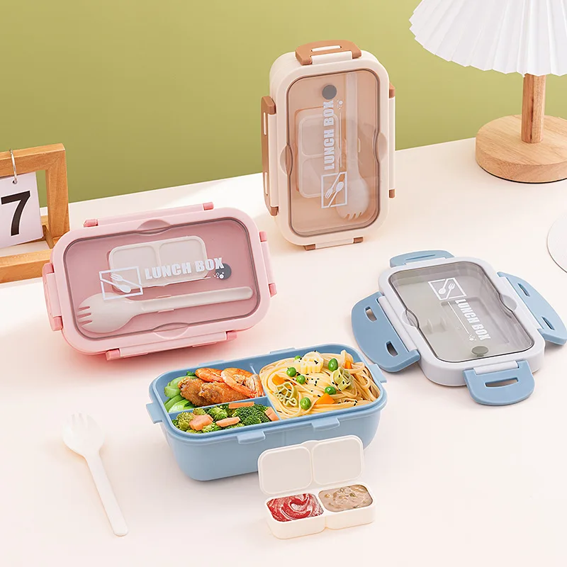 Leakproof Divider Lunch Box Plastic Microwave Safe Lunch Box for Students Porta Pranzo Marmita Termica Food Storage Containers