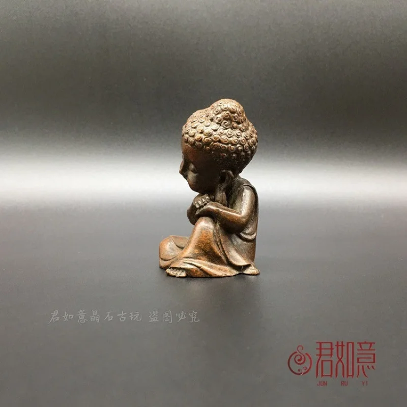 Solid Brass Baby Mini Shakyamuni Sleeping Ornament Copper Buddha Small Hanging Antique Style