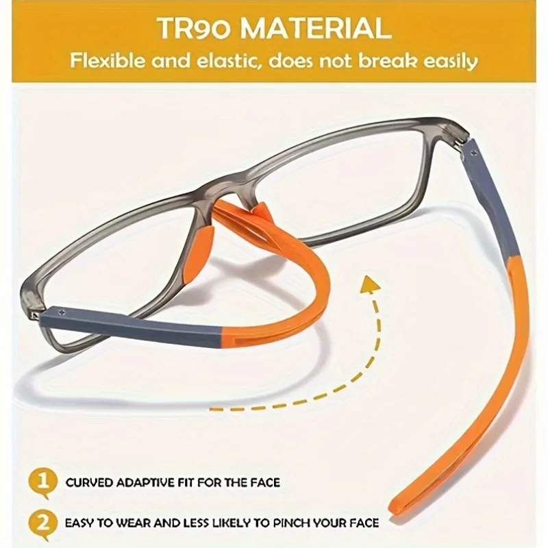 4 แพ็คชุดแฟชั่น TR90 แว่นตาอ่านหนังสือสําหรับชายฤดูใบไม้ผลิขากีฬาแว่นตาสายตายาว Anti Blue Light แว่นตา + 100 ~ + 400   ﻿