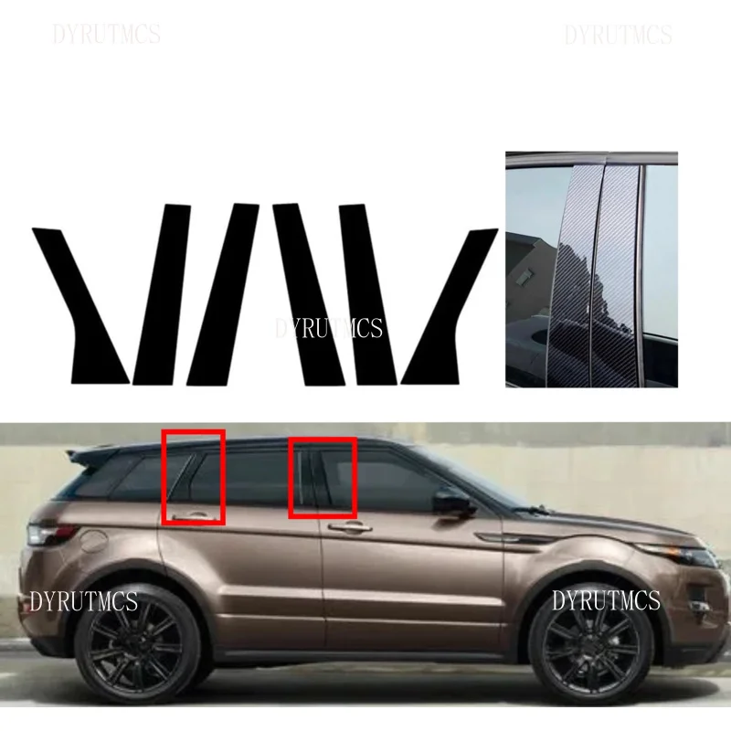 

Glossy Black Silver Carbon Pillar Posts Fit For Range Rover Evoque L538 5-Door 2013-2018 Door Window Decal Sticker Cover Trim